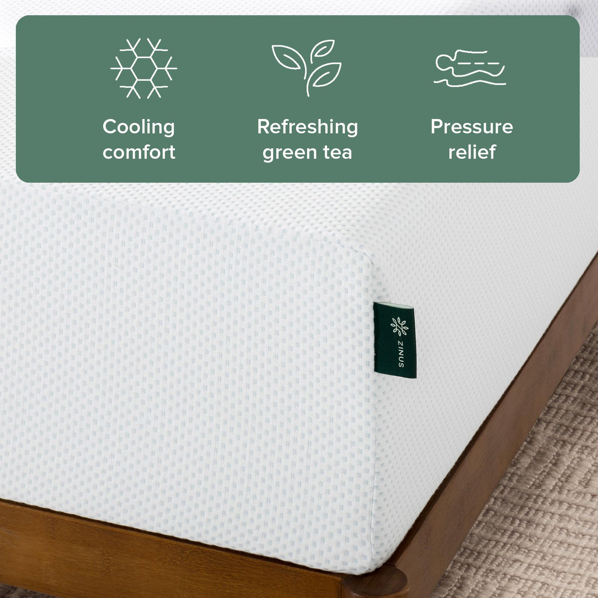 Zinus Green Tea Cooling Gel Memory Foam Mattress, Twin, 10 Inch