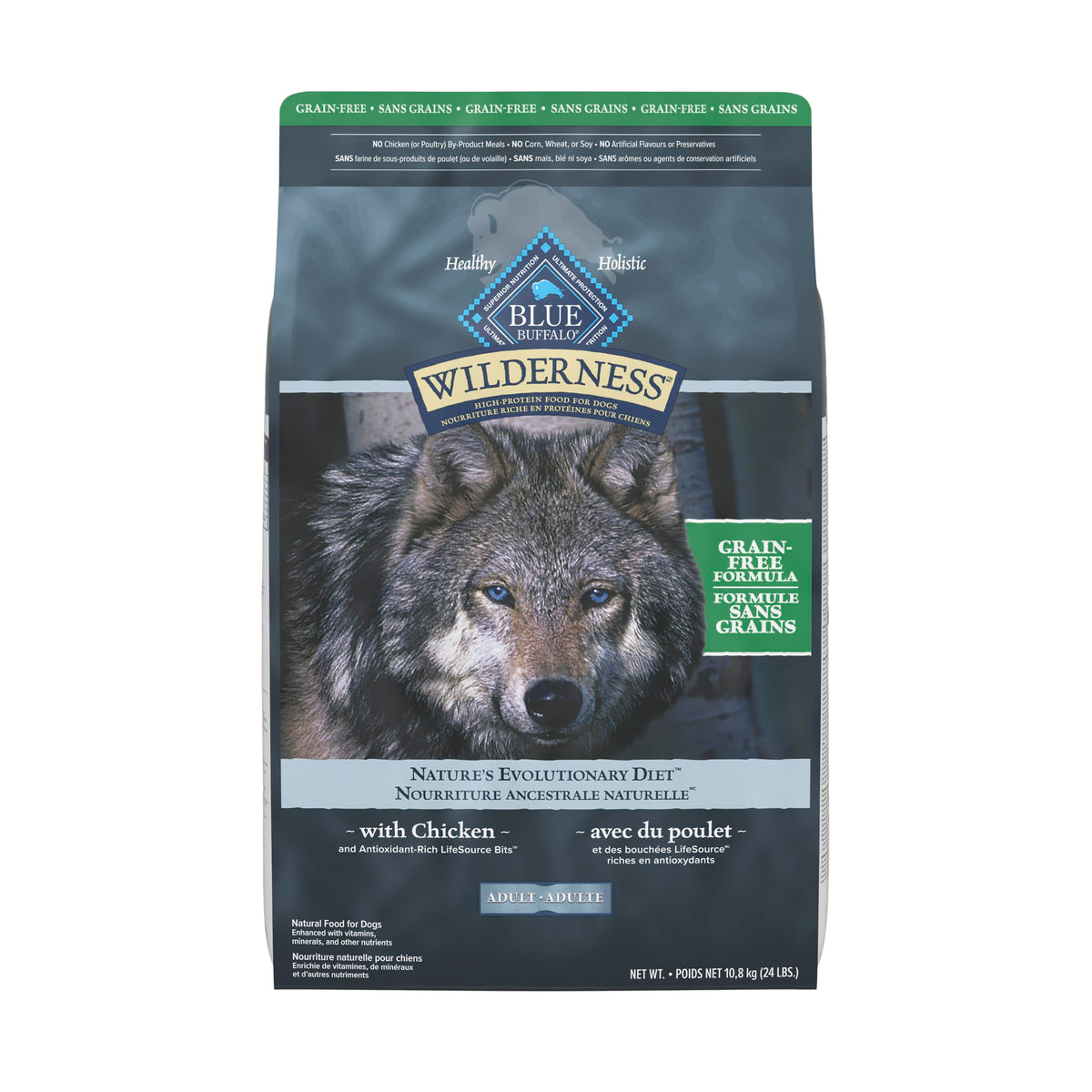Blue Buffalo Wilderness Chicken Grain-Free Dry Dog Food, 10.8 kg