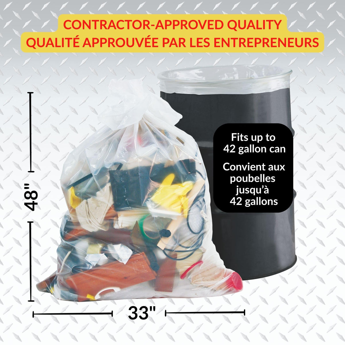 Maximum Heavy Duty Garbage Bags, Clear, 42-Gallon, 3 Mil, 32 Counts