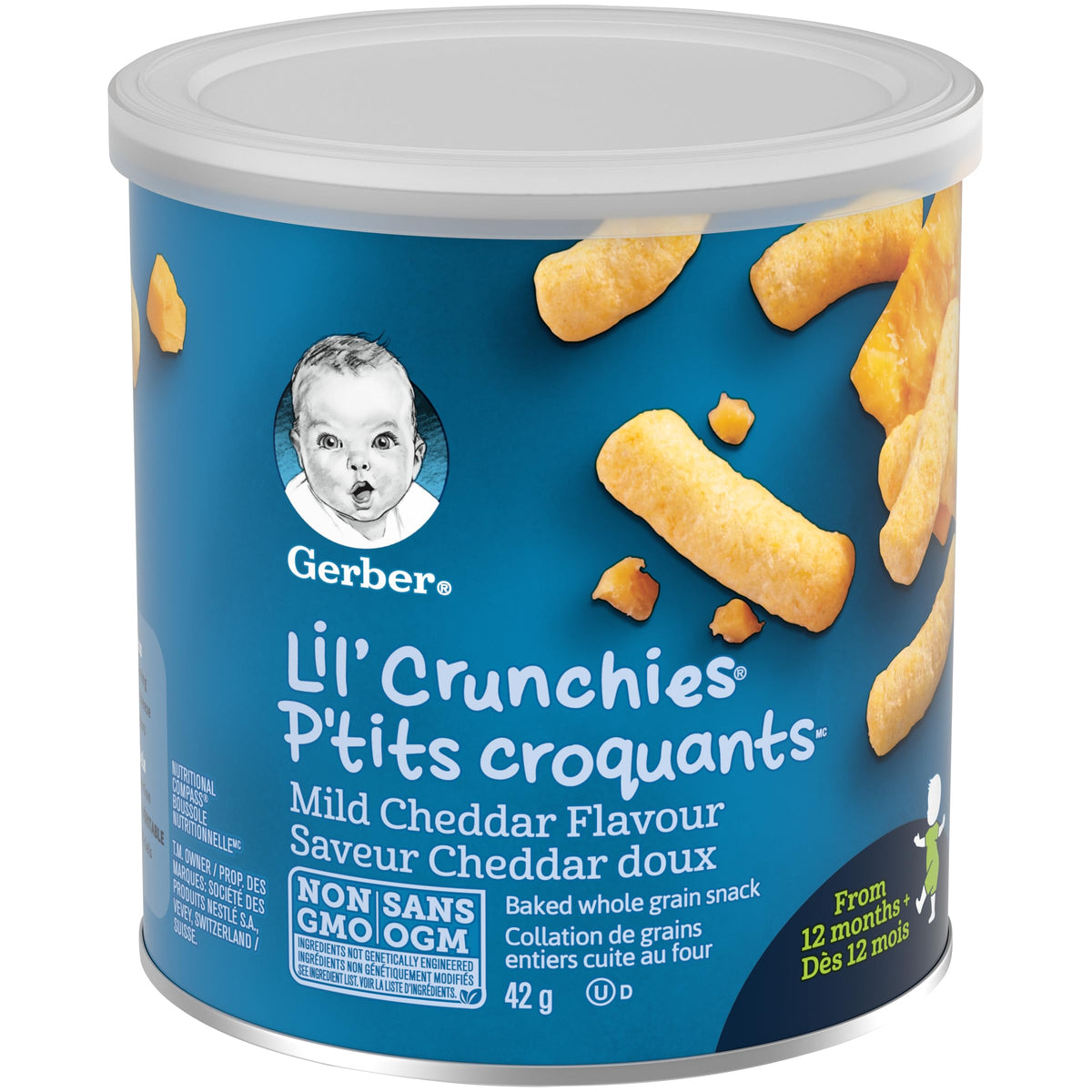 Gerber Lil' Crunchies Mild Cheddar Toddler Snacks, 6 Boxes, 252 g
