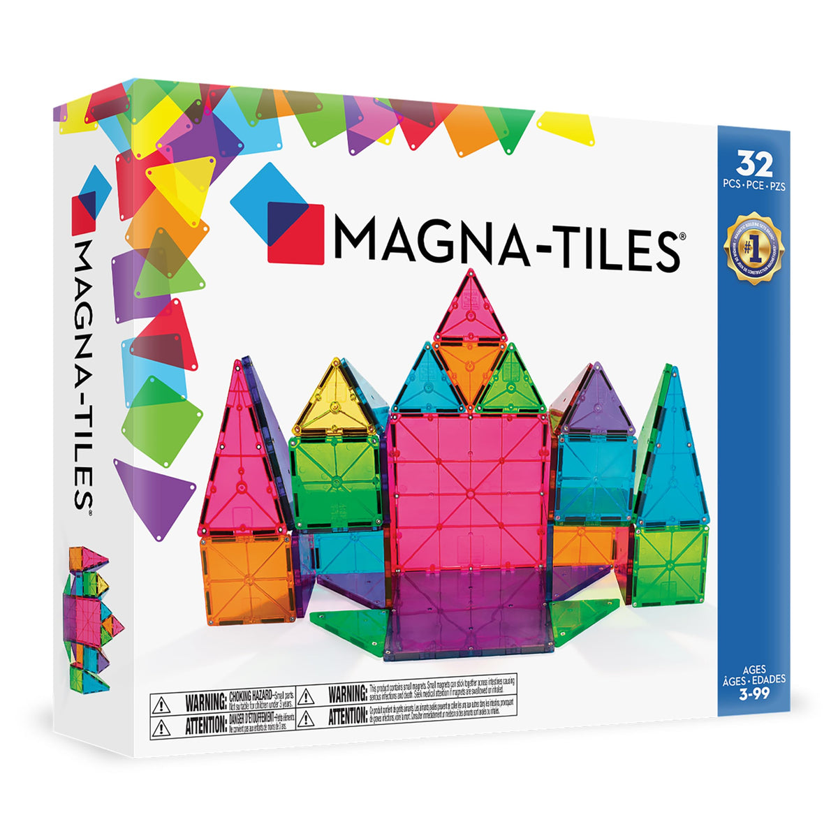Magna-Tiles Clear Colors Set, 02132, 32 Pieces