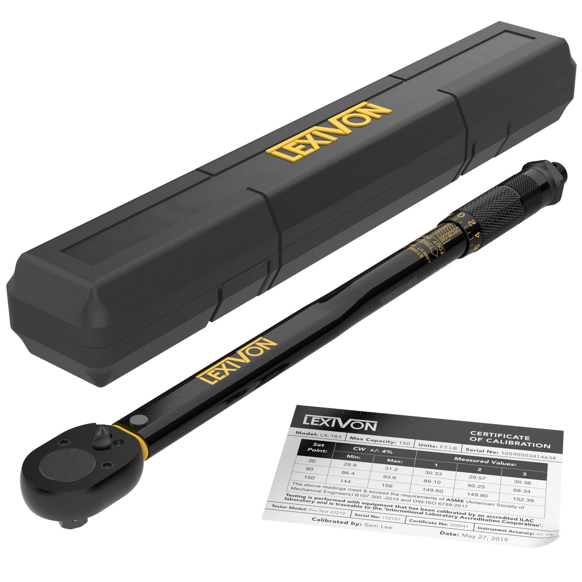 LEXIVON LX-183 1/2" Drive Click Torque Wrench, 10-150 ft-lb