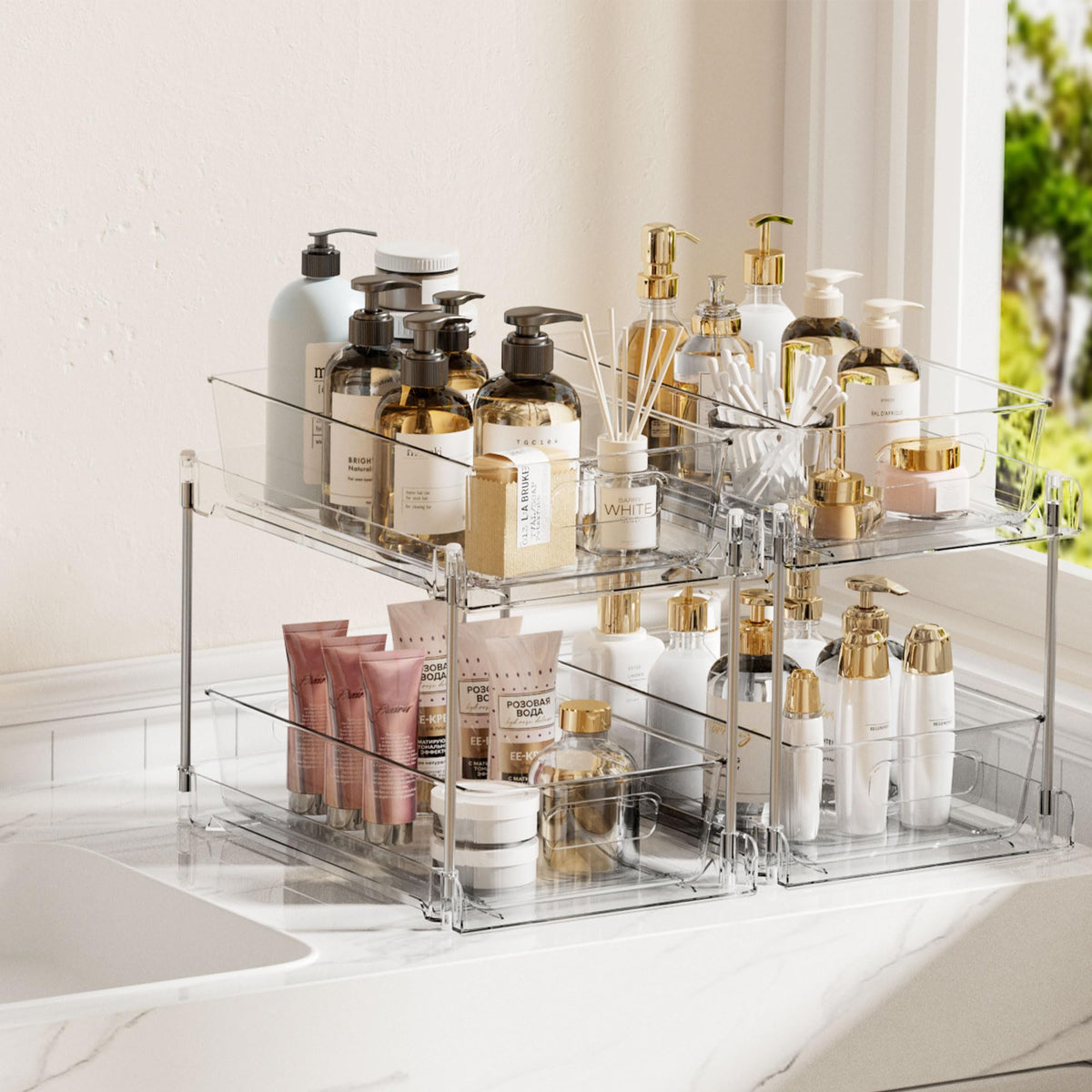 Vtopmart 2 Tier Clear Under Sink Organizers (2 Pack)