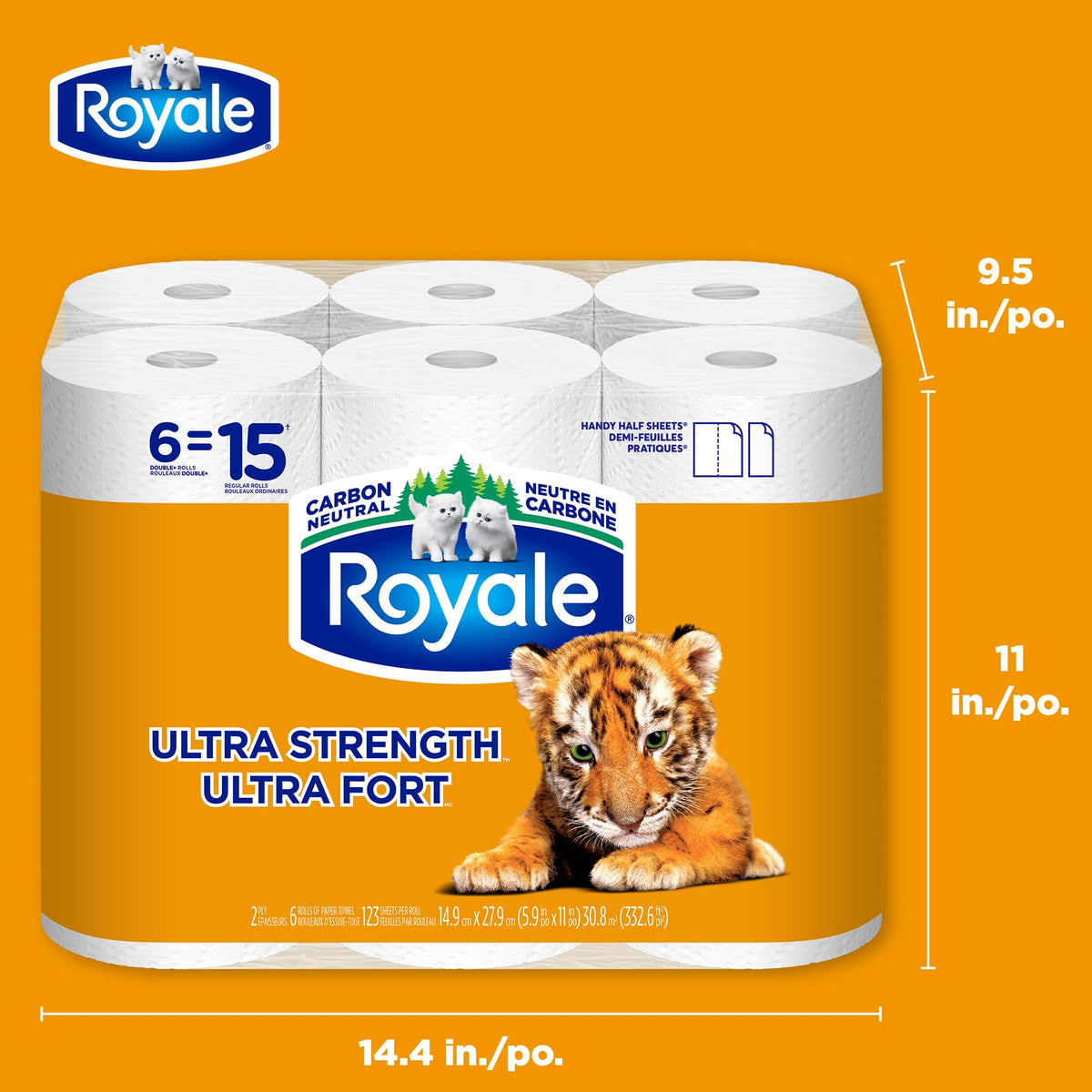 Royale Ultra Strength Paper Towels, 12 Rolls, 123 Sheets per Roll