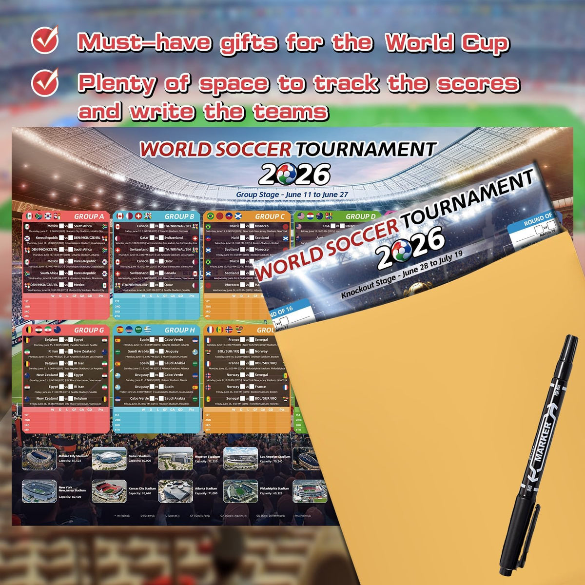 AhfuLife Soccer Schedule Poster 2026, A2, 2 Pieces