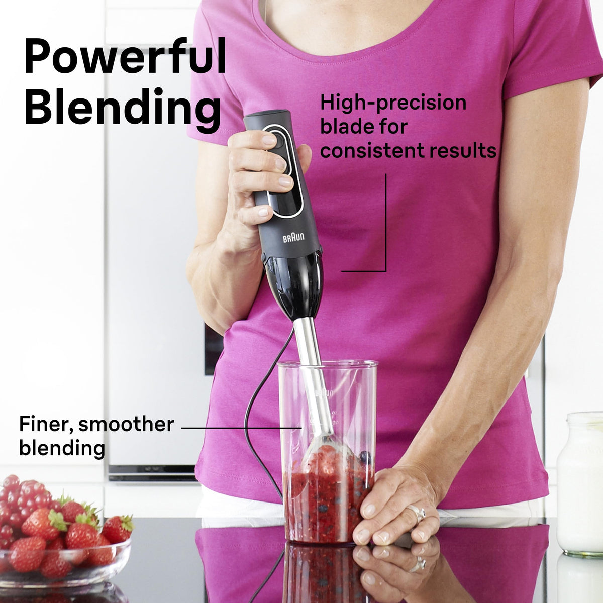 Braun MQ505 Immersion Hand Blender with Whisk and Beaker, 350W