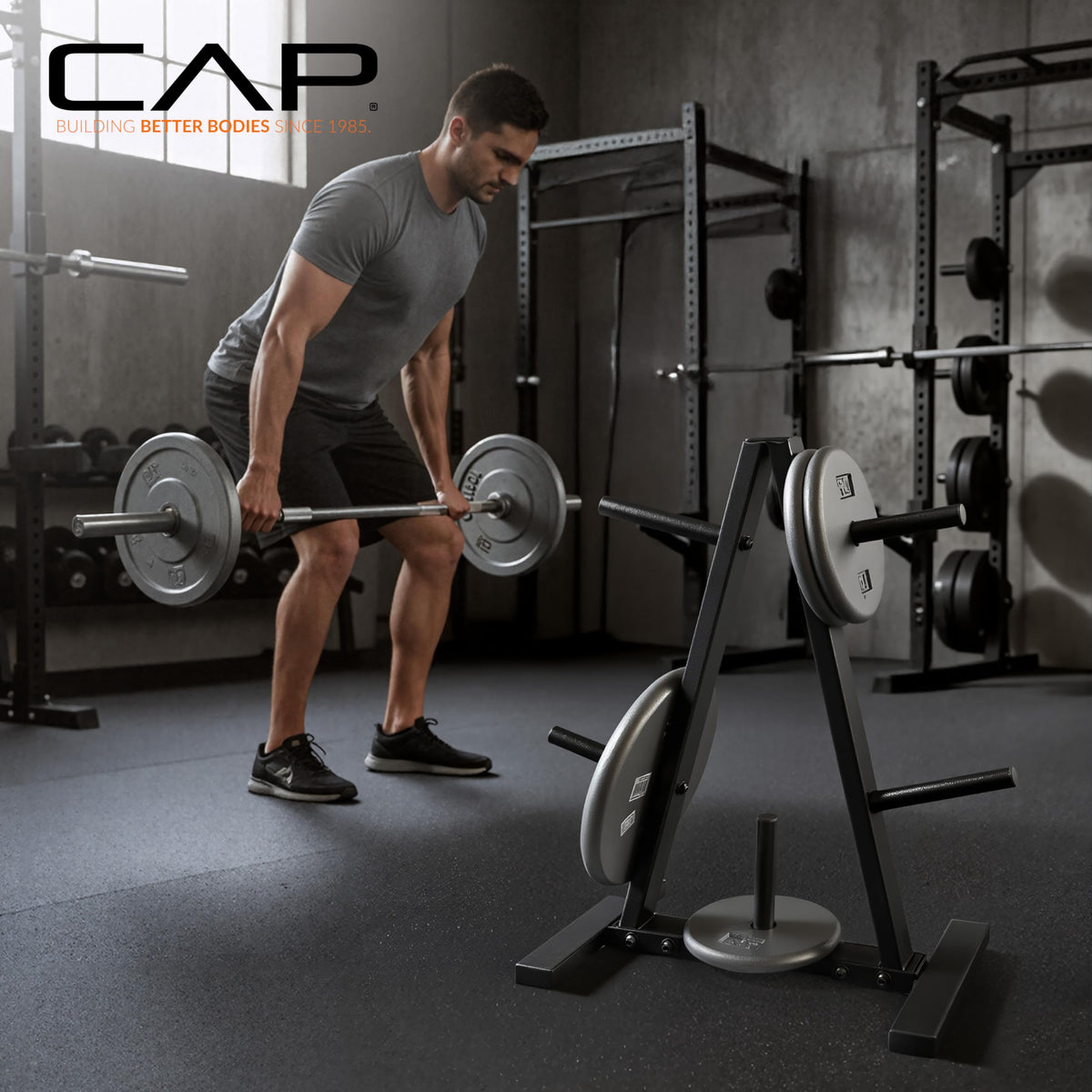 CAP Barbell 1-Inch Standard Weight Plate Rack, Black