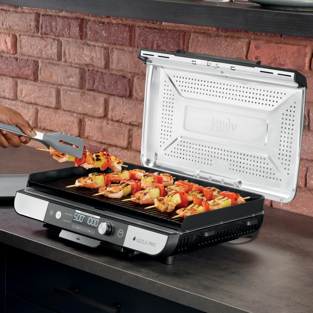 Ninja Sizzle Pro XL 20-Inch Indoor Griddle and Grill, GX101C, Silver