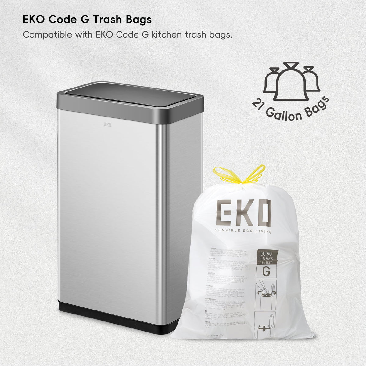 EKO Mirage X Motion Sensor Trash Can, 80L, Stainless Steel