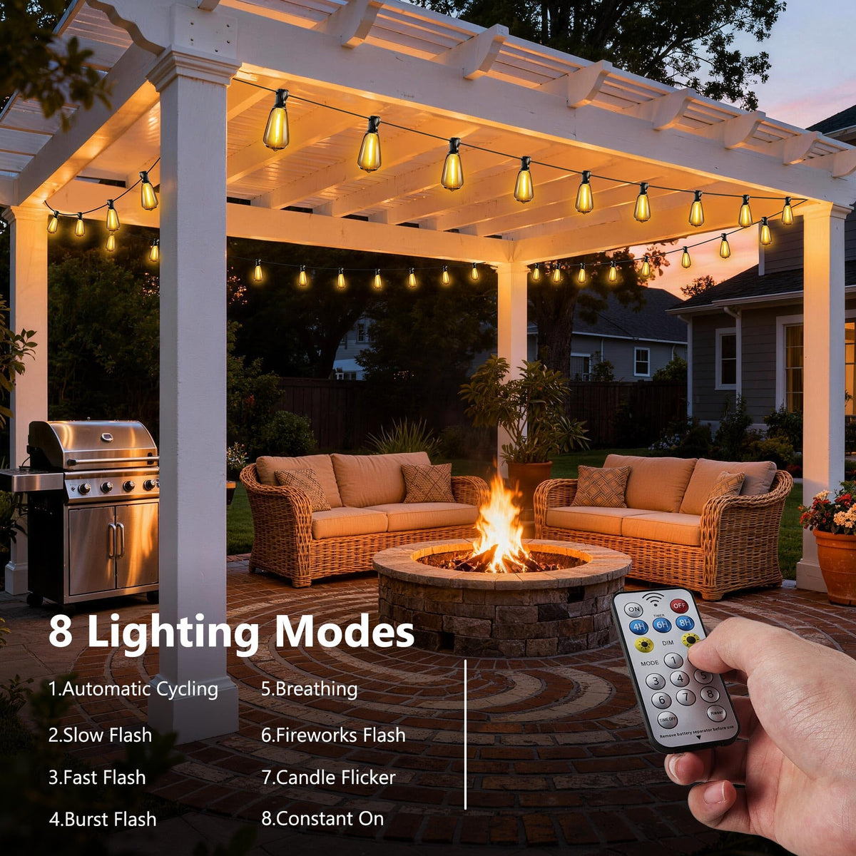 Lomotech Solar String Lights Outdoor, 50 ft, 17+2 LED Bulbs