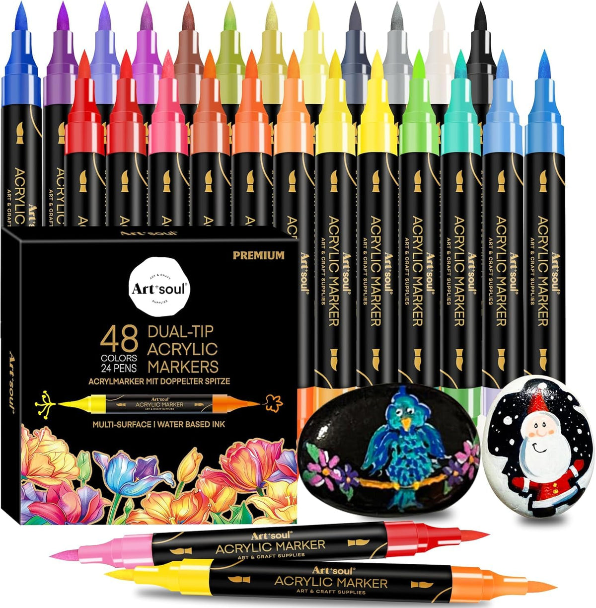 Art+soul Dual Tip Acrylic Paint Pens, 48 Colours