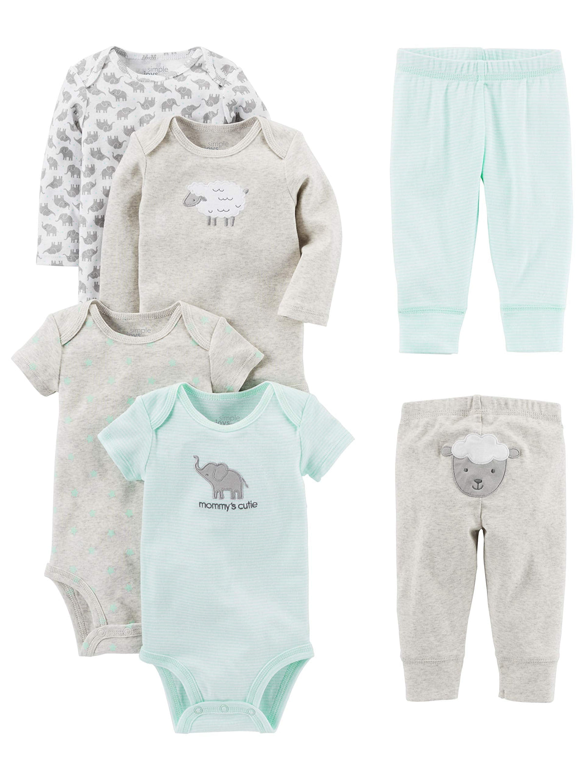 Simple Joys by Carter's Baby 6-Piece Set, Gray Lamb, 3-6 Months