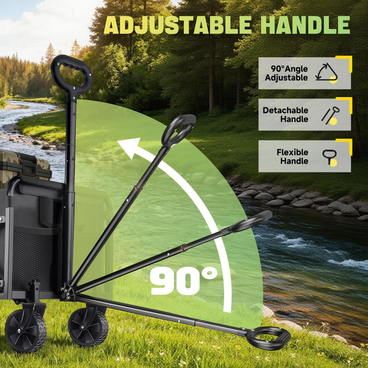 Collapsible Folding Utility Wagon Cart, 100 kg, Black