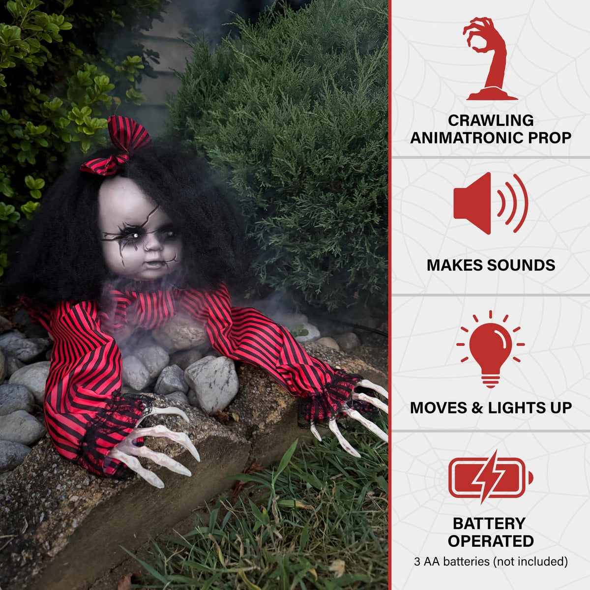 Haunted Hill Farm Haunted Crawling Baby Doll, Animatronic