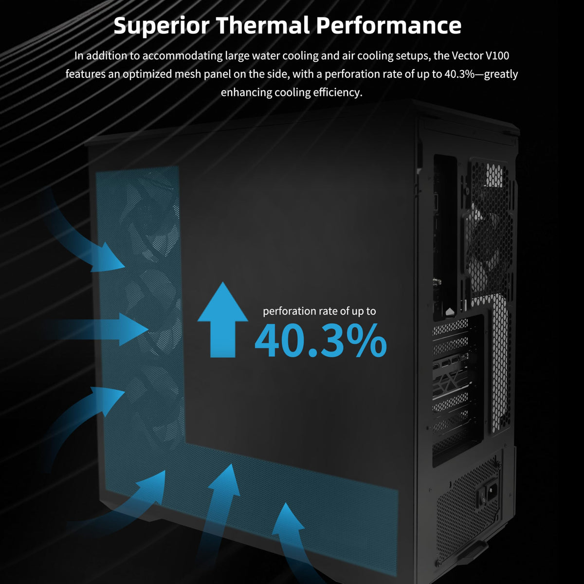 Lian Li Vector V100 ATX Mid-Tower PC Case with 4 ARGB PWM Fans, Black
