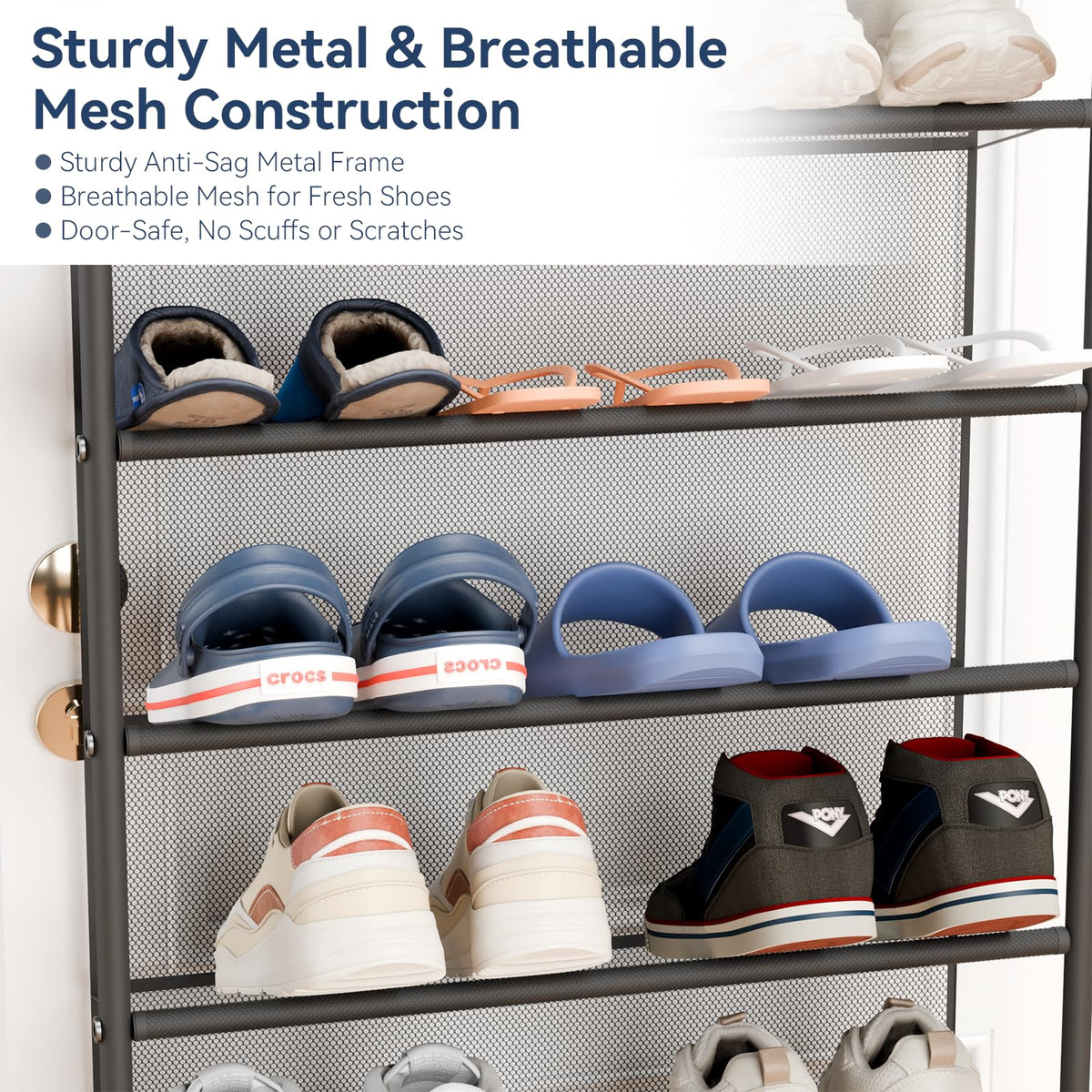 Whitmor Over-The-Door Shoe Organizer, 36 Pair, Gunmetal Gray