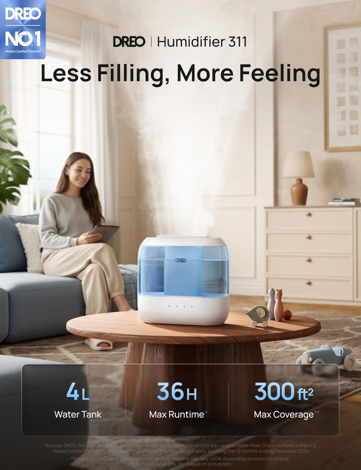 DREO 4L Humidifiers for Bedroom