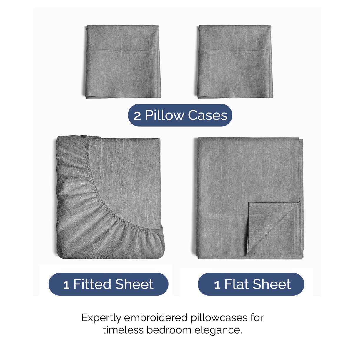 CGK Unlimited Brushed Microfibre Sheet Set, Queen, Heathered Grey