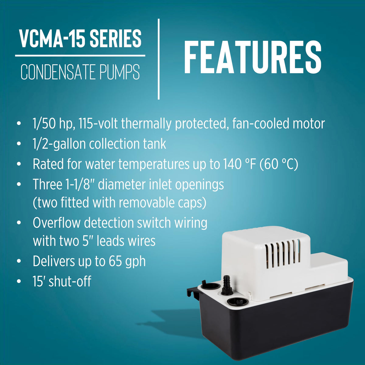 Little Giant VCMA-15ULST Condensate Removal Pump, 65 GPH, 554415