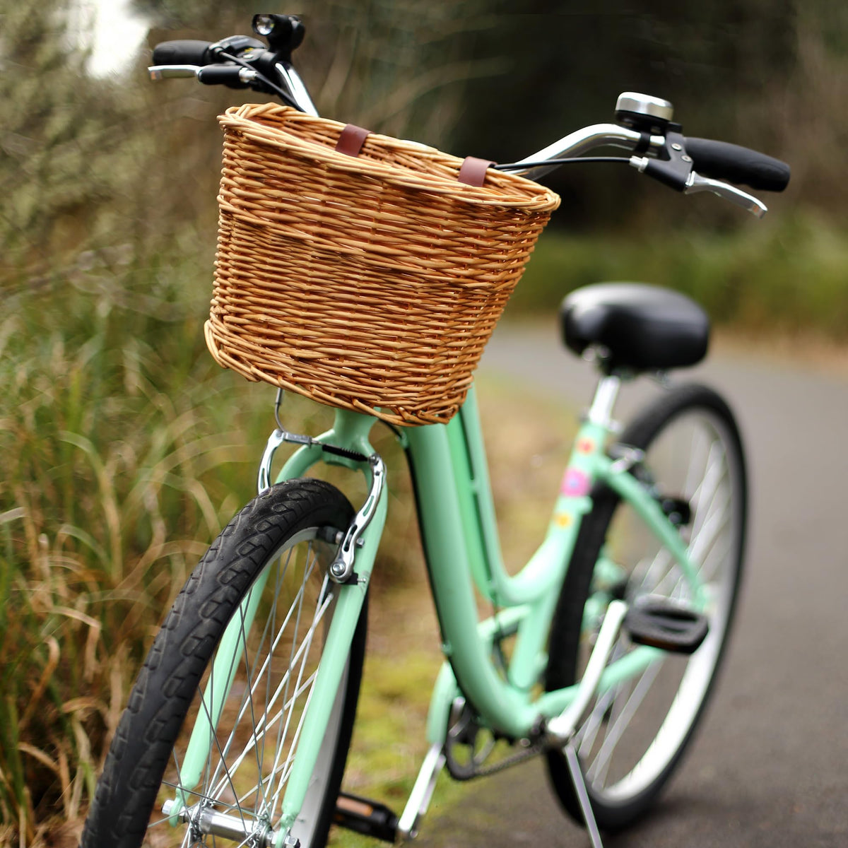 ProSource Wicker Bike Basket Front Cargo, Light Brown