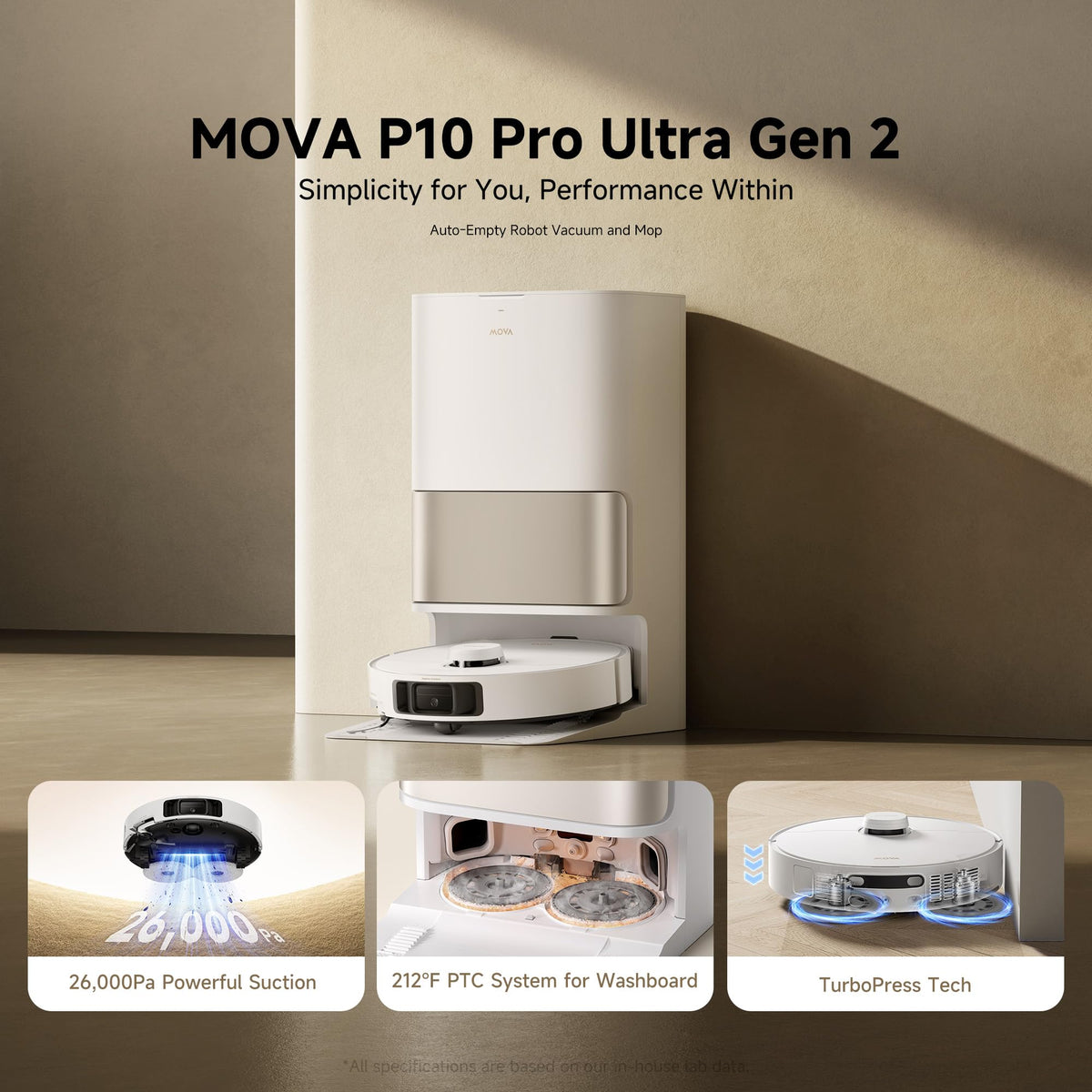 MOVA P10 Pro Ultra Gen 2 Robot Vacuum and Mop, 26000Pa Suction