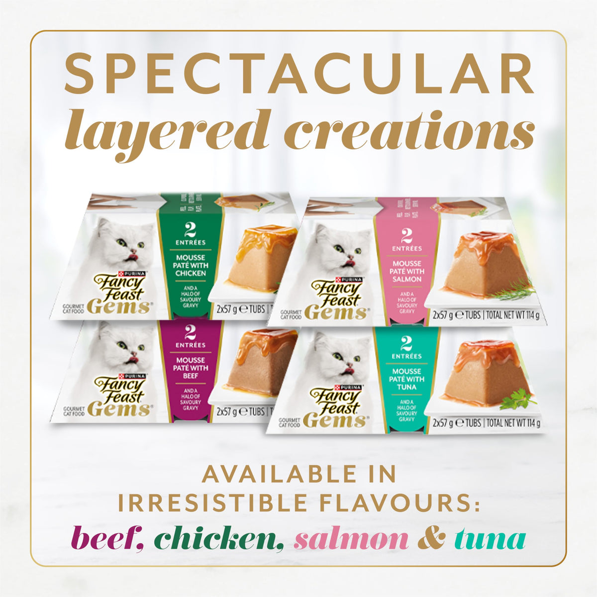 Fancy Feast Gems Mousse Pâté Chicken Wet Cat Food, 57g, 2 Pack x 8