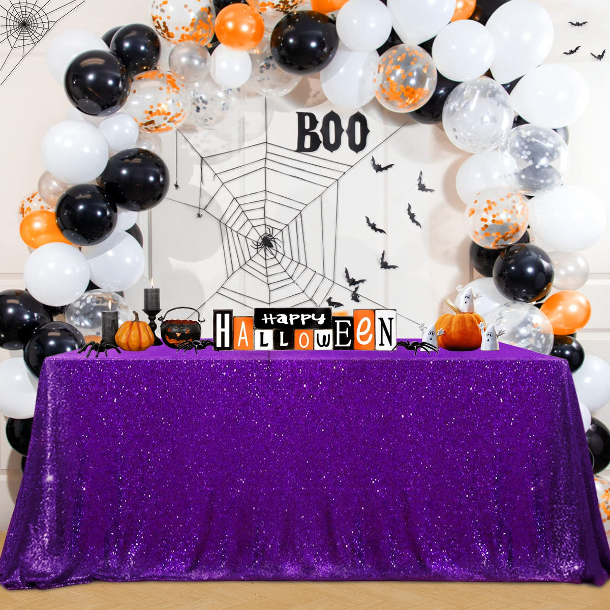 Purple Sequin Tablecloth, 50x80 Inch