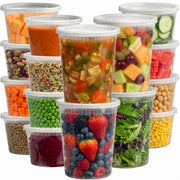 Deli Food Containers with Lids, 16 Sets, 8-32 Oz