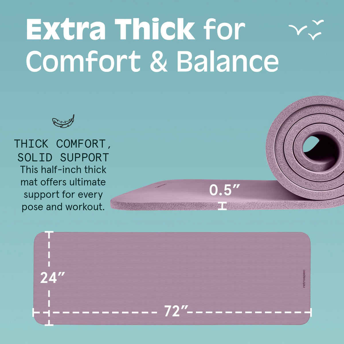 Retrospec Solana Yoga Mat, 1 1/2 Inch Thick