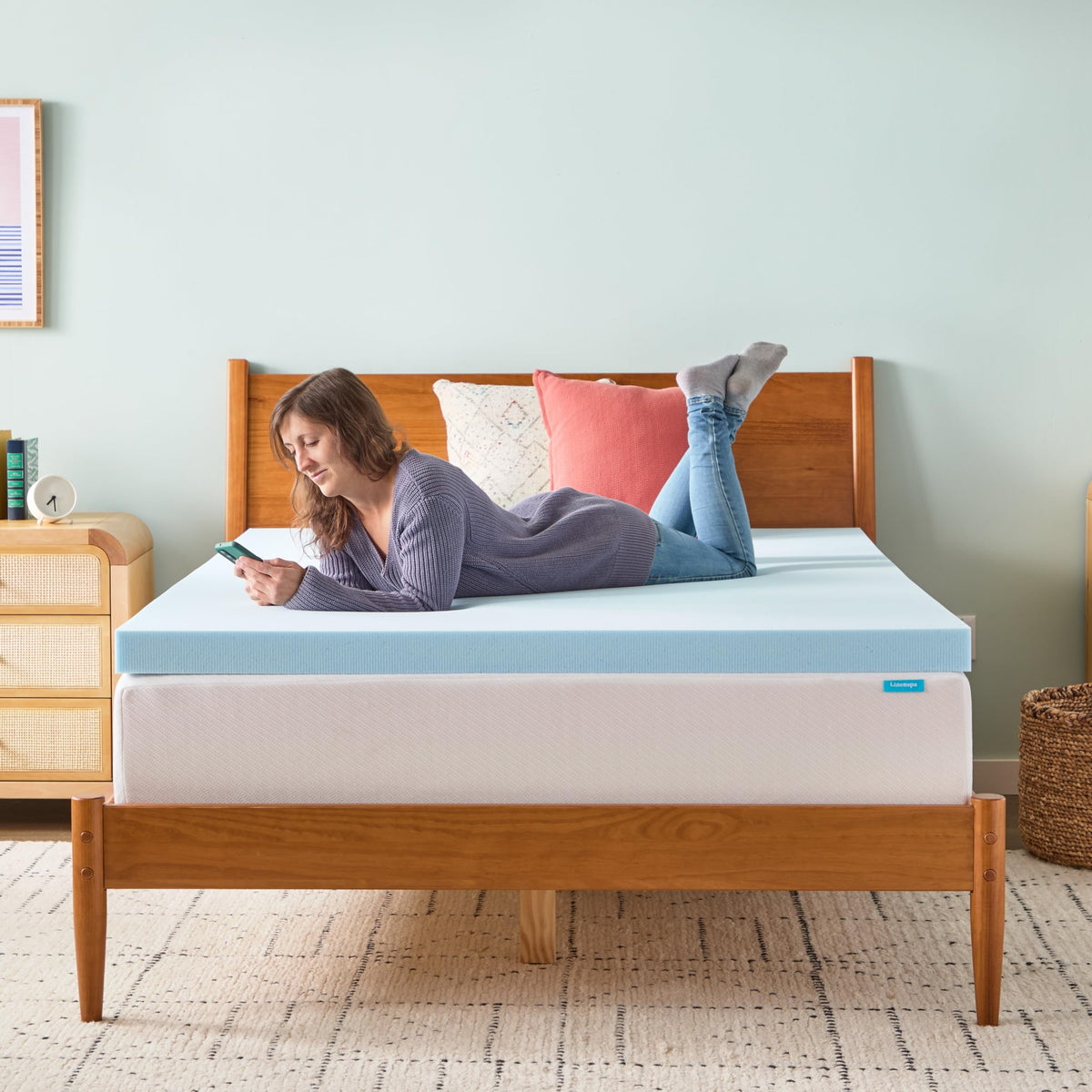 Linenspa 3 Inch Gel Memory Foam Mattress Topper, Queen