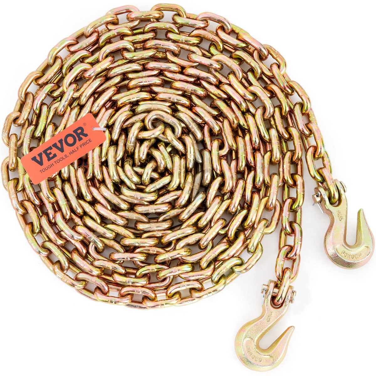 VEVOR Transport Binder Chain With Grab Hooks, 3/8" x 20', G80