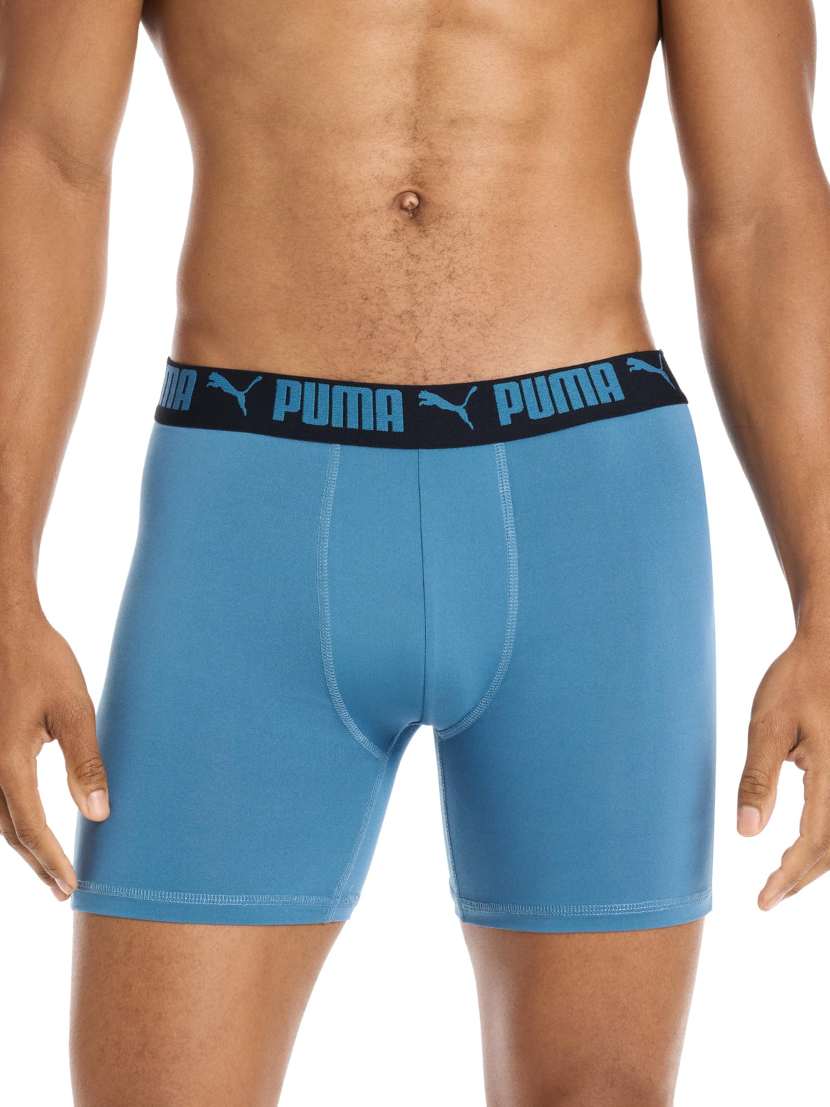 Puma Men's 4 Pack Active Stretch Boxer Briefs, Blue Combo