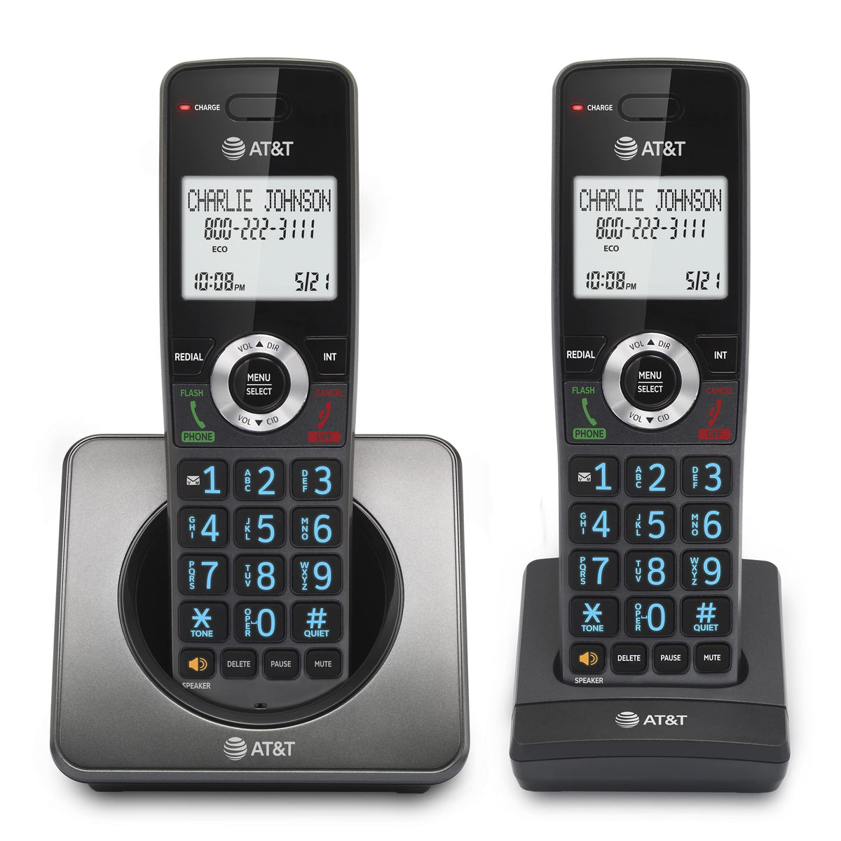 AT&T GL2101-2 DECT 6.0 Cordless Phone, 2 Handsets, Graphite & Black