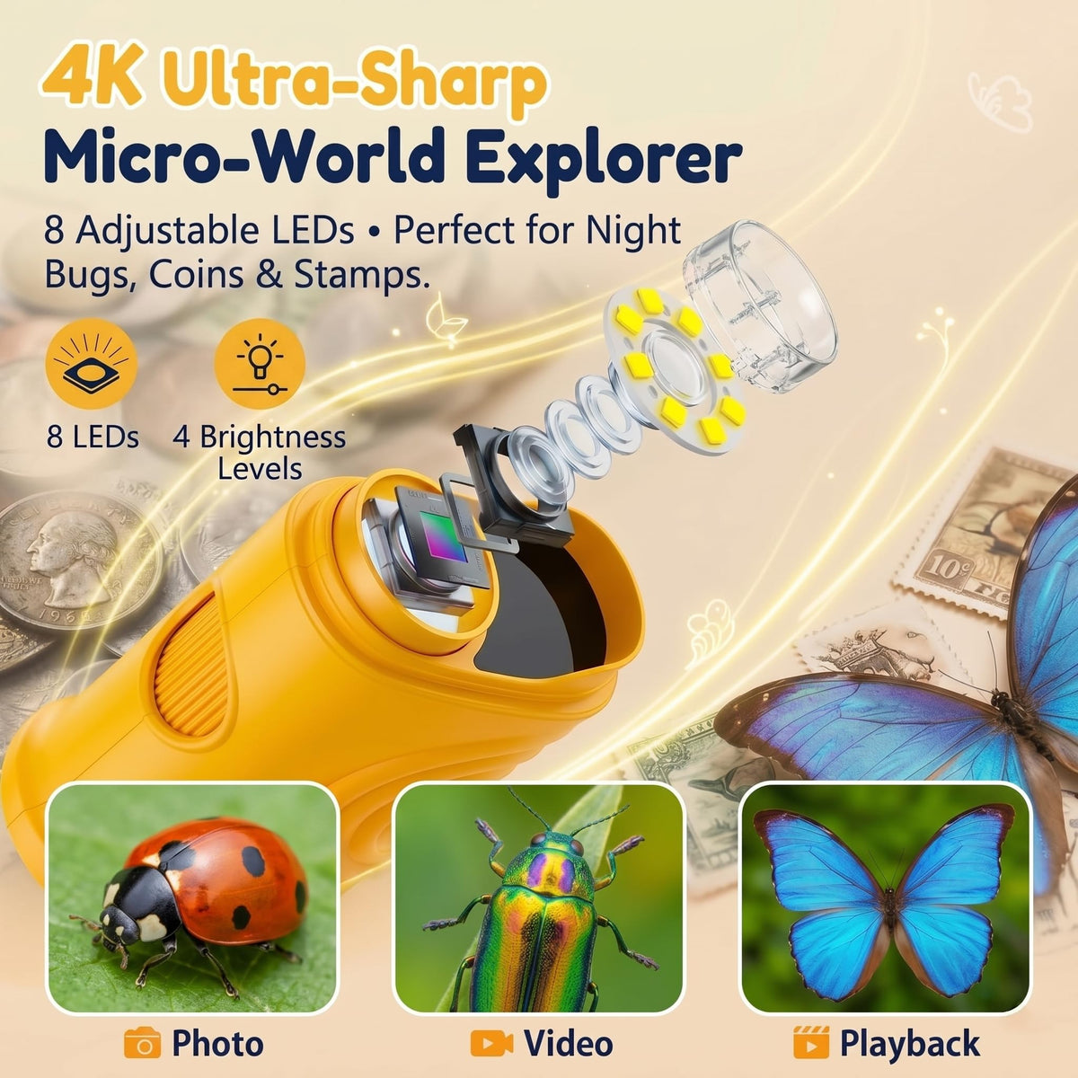 OAEBLLE 1000X Kids' Digital Microscope with 2.4" Screen