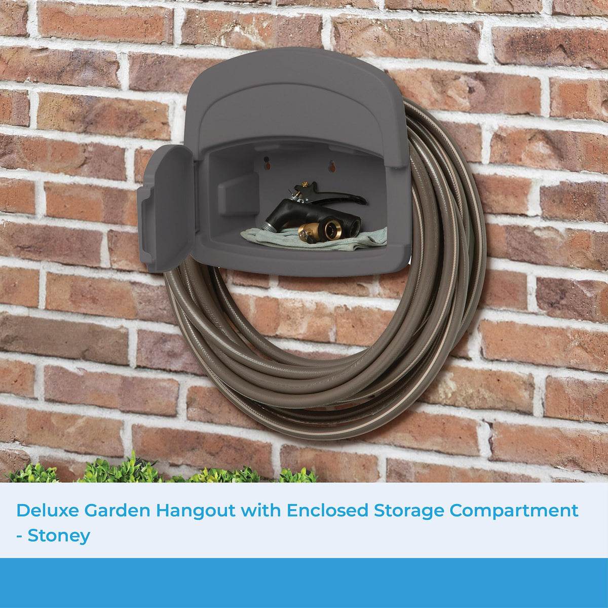 Suncast DHH150ST Deluxe Hangout Hose Hanger, Stoney Gray
