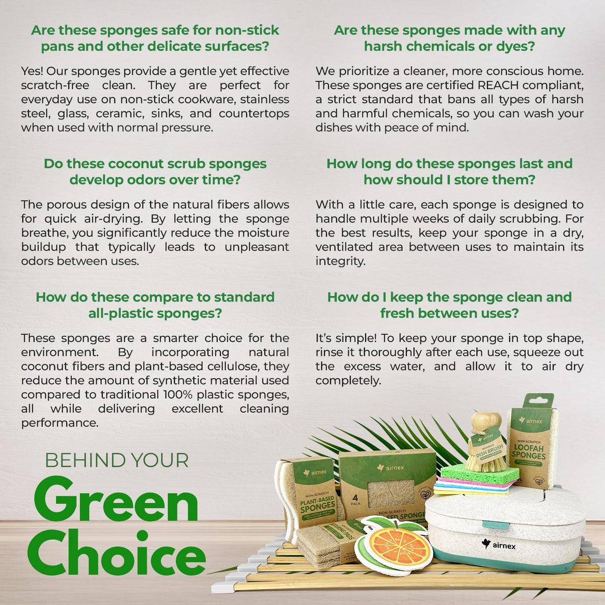 Airnex Natural Cellulose Dish Sponges, 12 Pack