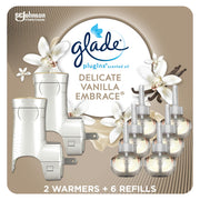 Glade PlugIns Oil Kit, Delicate Vanilla Embrace, 2 Warmers, 6 Refills
