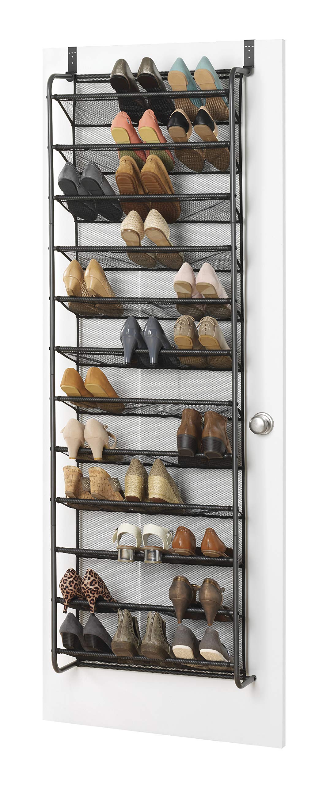 Whitmor Over-The-Door Shoe Organizer, 36 Pair, Gunmetal Gray