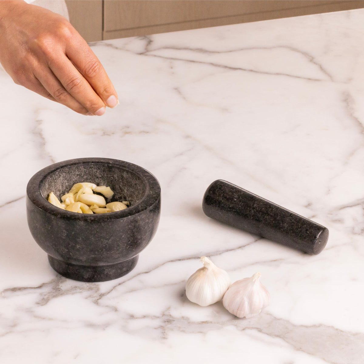Lagostina Natural Granite Mortar and Pestle, 1.3 Cup, Gray