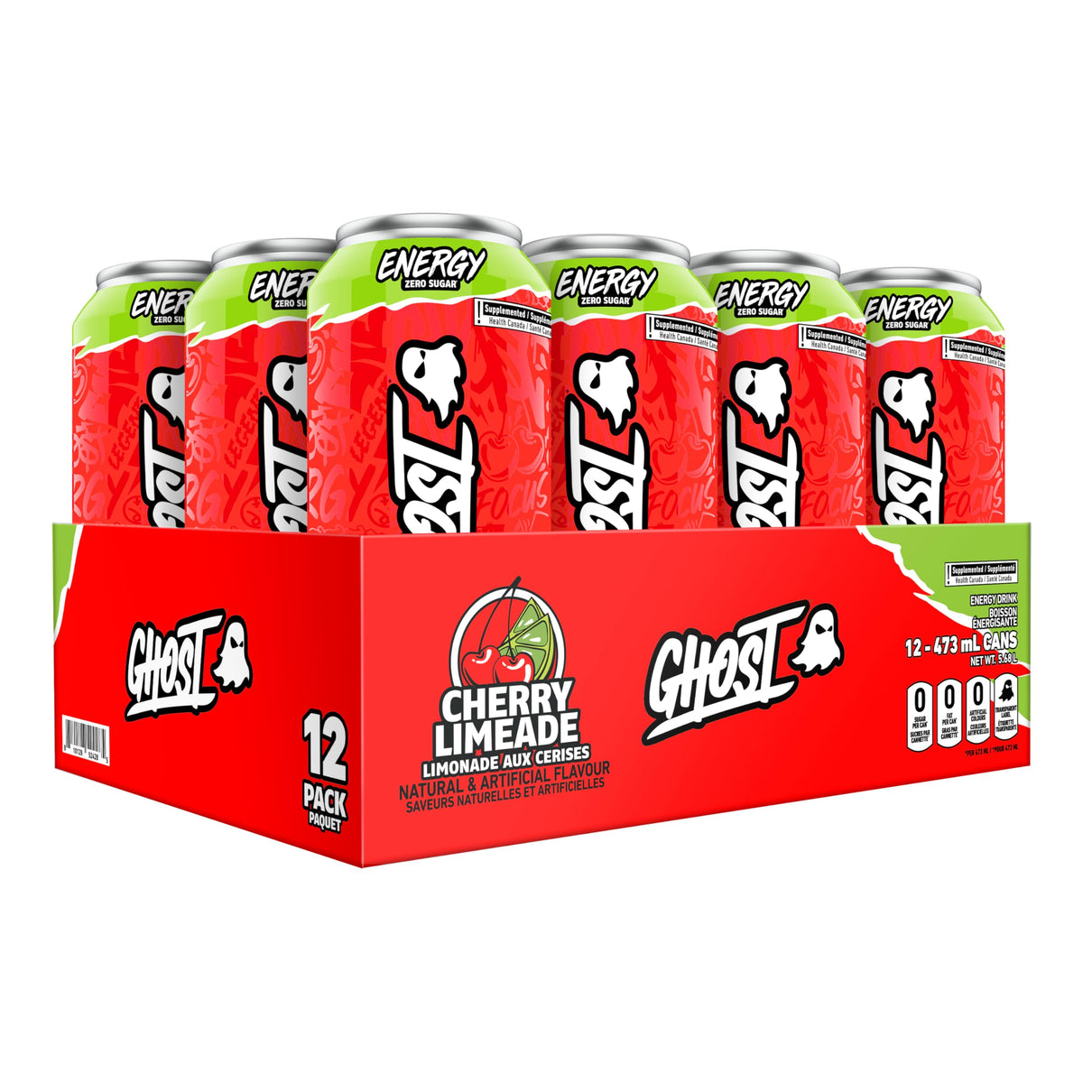 Ghost Energy Drink, Cherry Limeade, 12 Cans