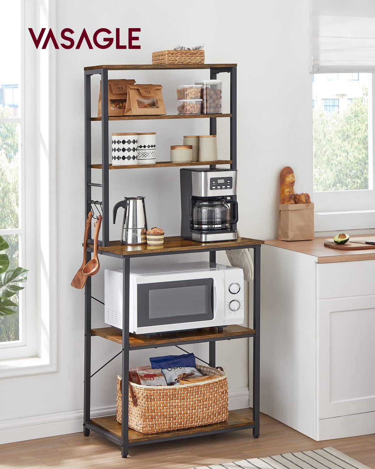 VASAGLE Coffee Bar Baker's Rack, 6-Tier, 15.7 x 23.6 x 65.7 Inches
