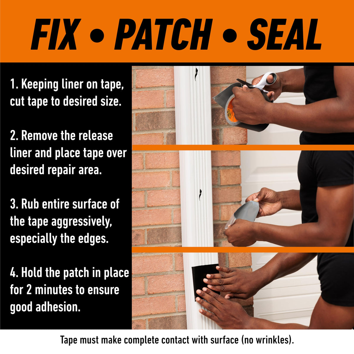 Gorilla Waterproof Patch & Seal Tape, 4 in x 10 ft, Black