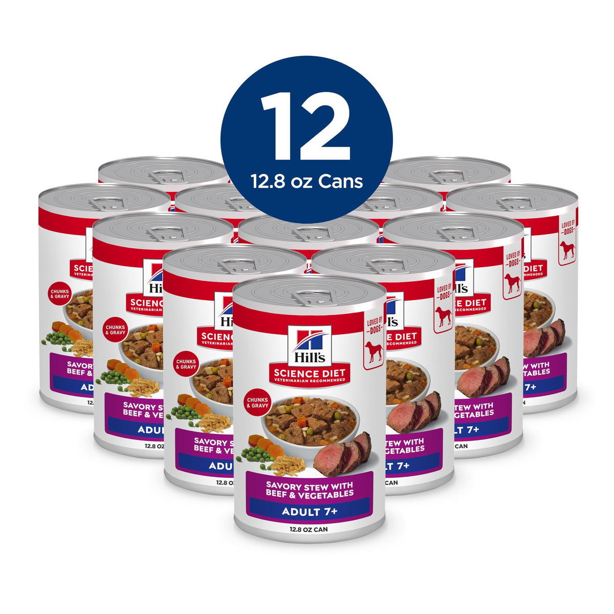 Hill's Science Diet Adult 7+ Beef & Vegetables Stew, 12.8 oz (12 Cans)