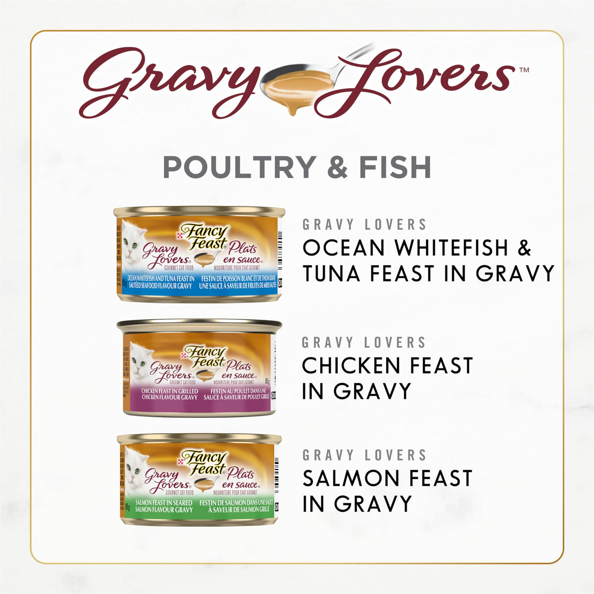 Fancy Feast Gravy Lovers Wet Cat Food Variety, 24 x 85 g