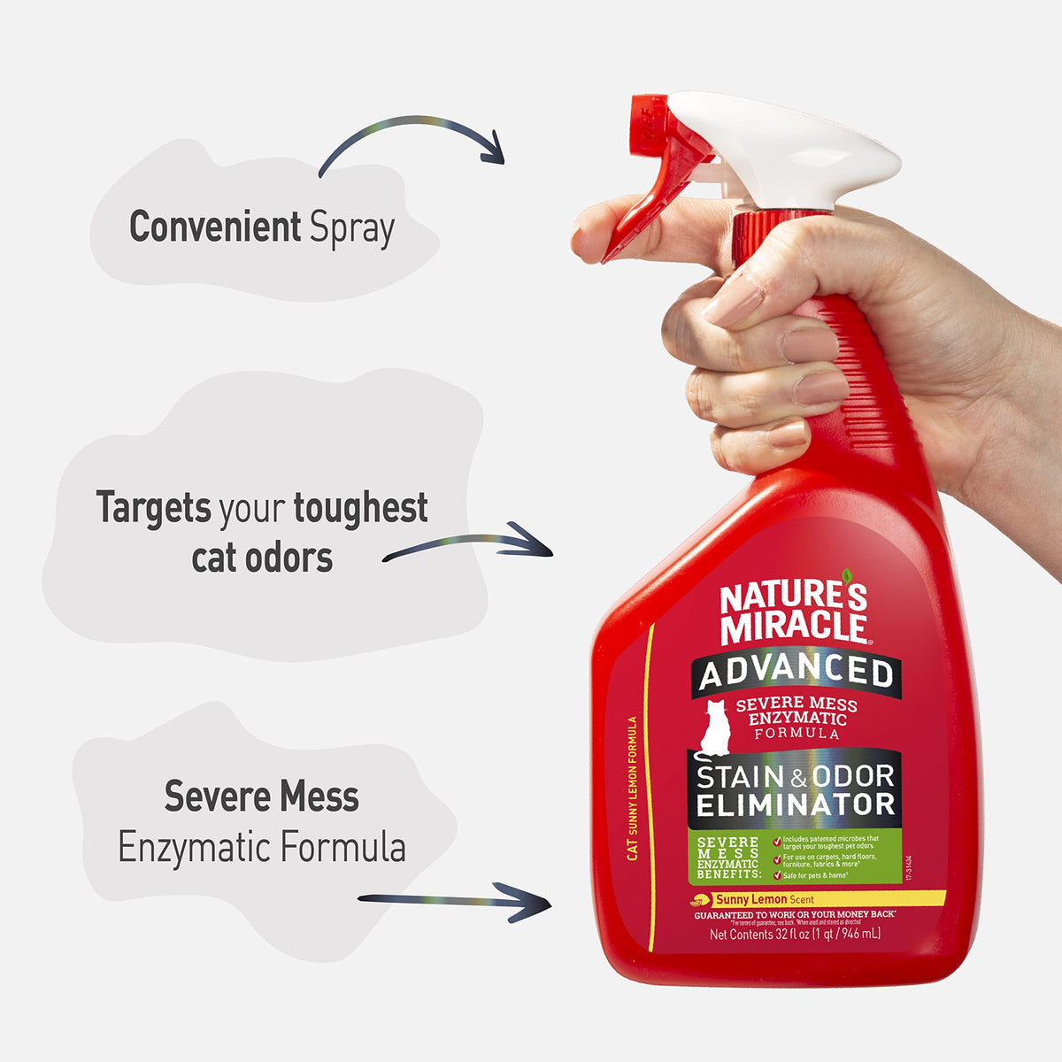 Nature's Miracle Advanced Cat Stain and Odour Eliminator, 32 oz