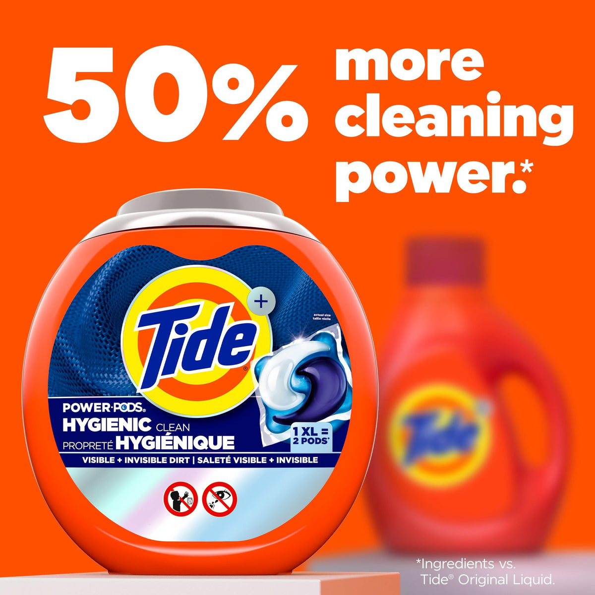 Tide Hygienic Clean Power PODS Laundry Pacs, Original Scent, 45 Count