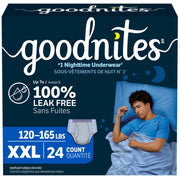 Goodnites Boys' Nighttime Underwear, Size XXL, 24 Count