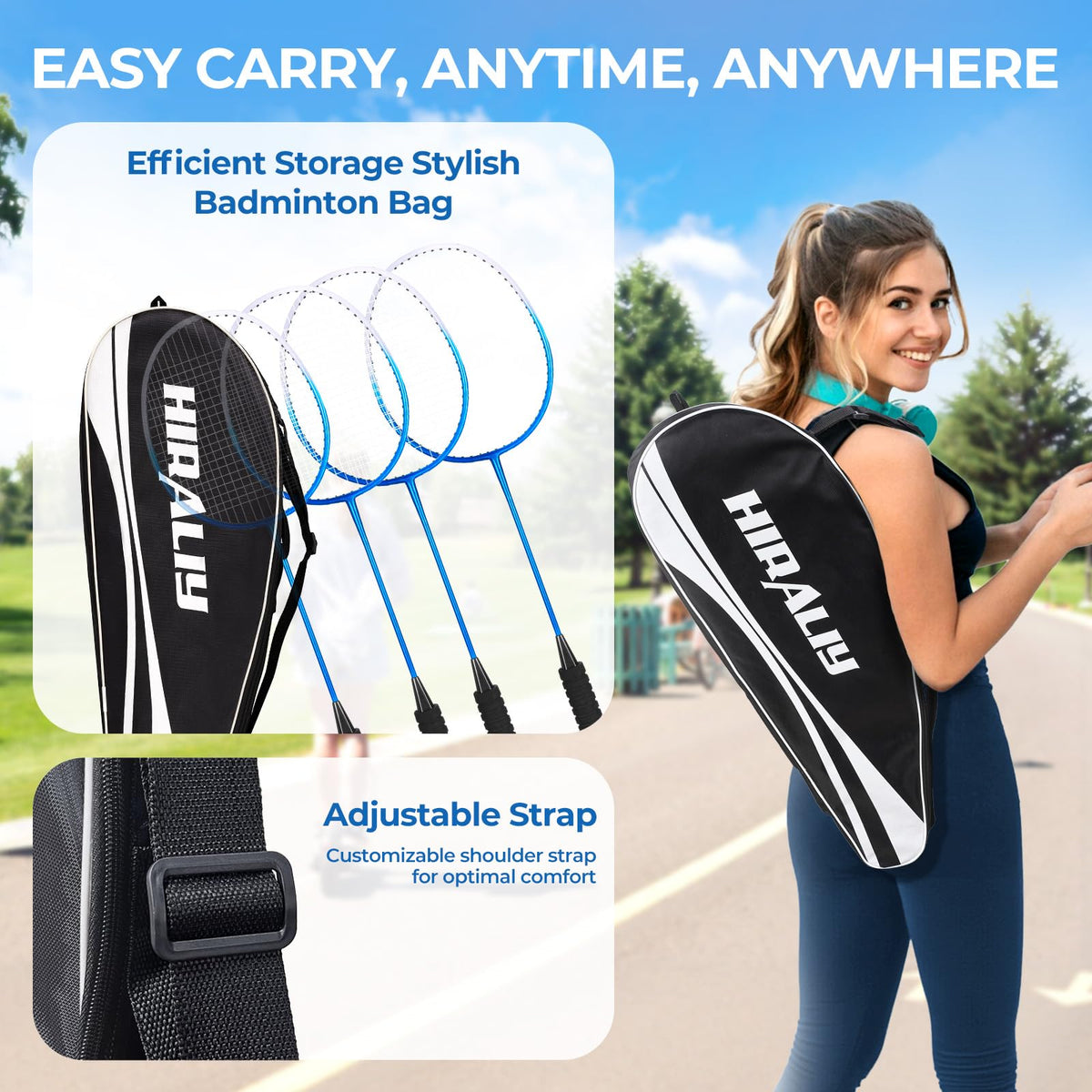 HIRALIY Badminton Rackets Set, 4 Pieces