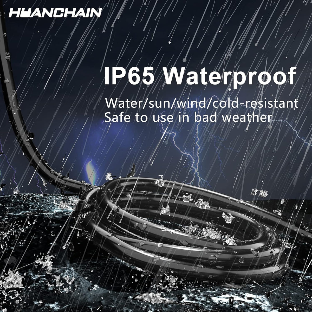 HUANCHAIN Indoor/Outdoor Extension Cord, 50 ft, 16/3, Black