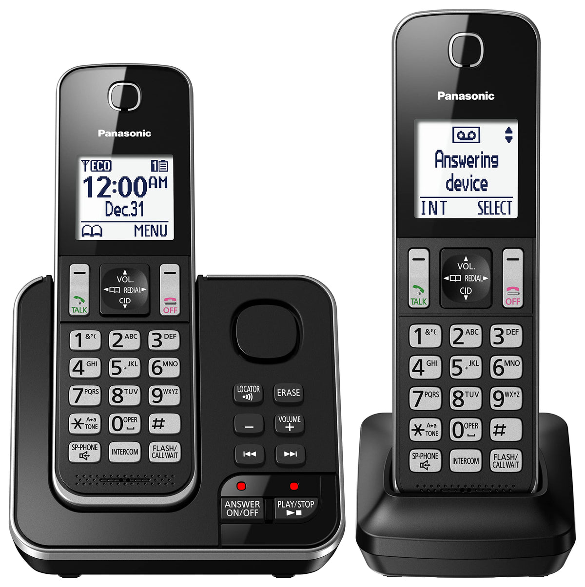 Panasonic DECT 6.0 Cordless Phone, KX-TGD392CB, 2 Handsets, Black